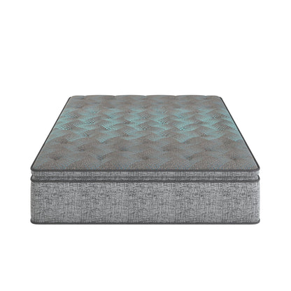 Comfort Care 12in Hybrid Euro Top Mattress twin plush with pocketed coils gray/blue quilted top on Tampa Home & Garden Store