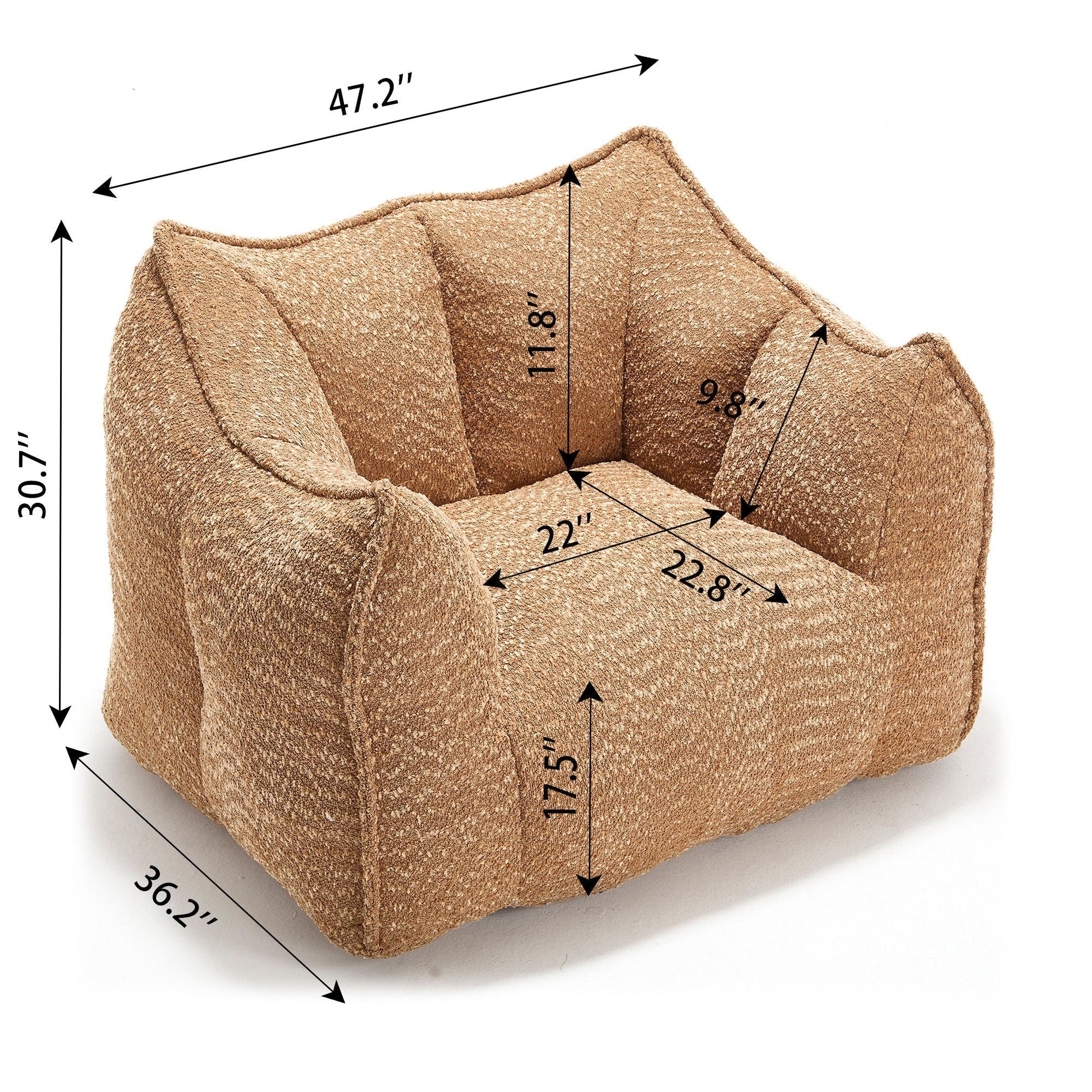 Comfortable Chenille Arm Chair by HouseOfZazla with highly resilient foam, beige upholstery on Tampa Home & Garden Store
