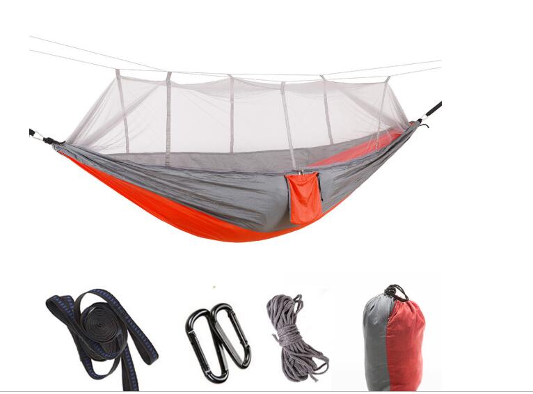 Parachute hammock with mosquito net in army green, ropes and carabiners by My Store on Tampa Home & Garden Store