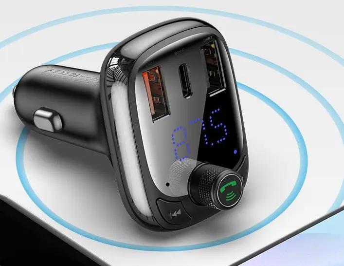 FLIPSTYLEZLLC car charger with dual USB ports, black chrome face, blue LED display on Tampa Home & Garden Store