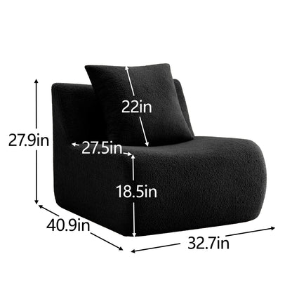Best Black Teddy Fabric Armless Sofa and Pillow