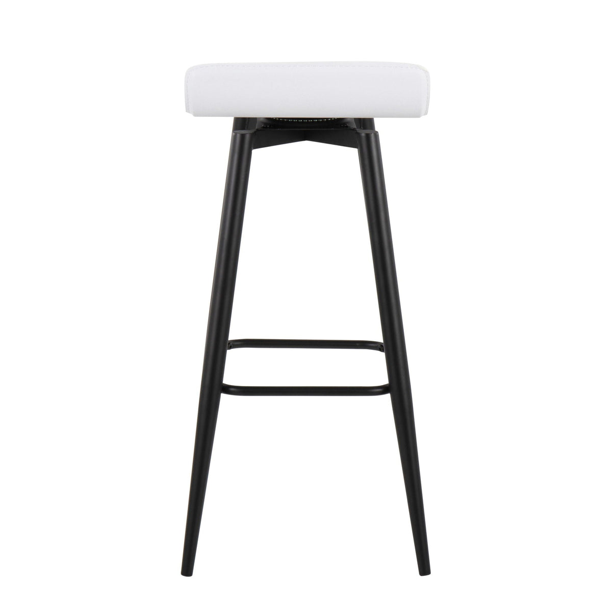 White bar stool by HouseOfZazla with black metal base and footrest on Tampa Home & Garden Store