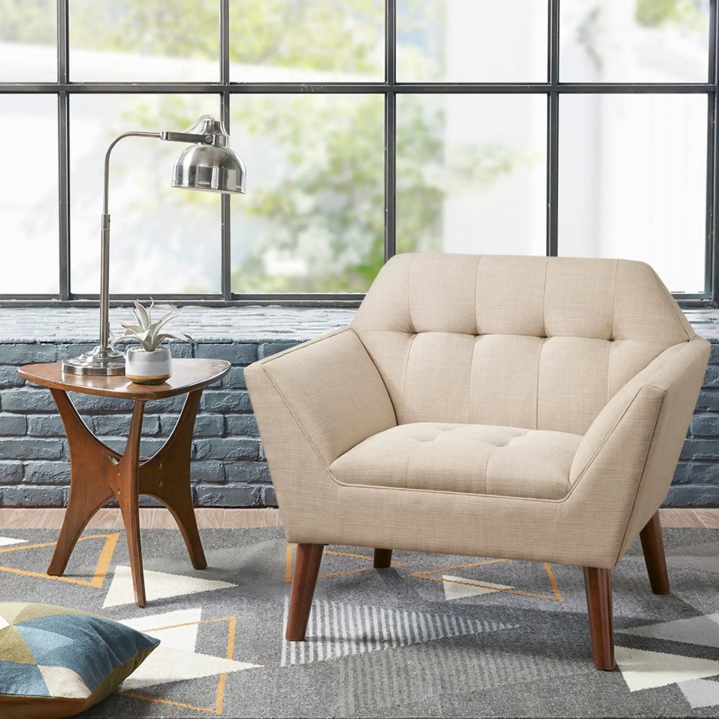Lounge Chair With Button Tufting Mid Century