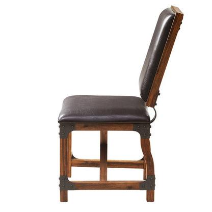 Chocolate faux leather dining side chair with solid wood frame by HouseOfZazla on Tampa Home & Garden Store