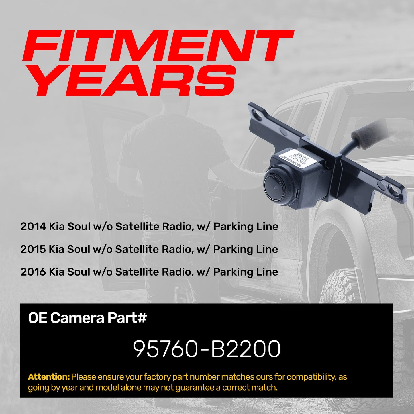 Kia Soul 2014-2016 backup camera 95760-B2200 w/o Sat Radio parking line black housing on Tampa Home & Garden Store