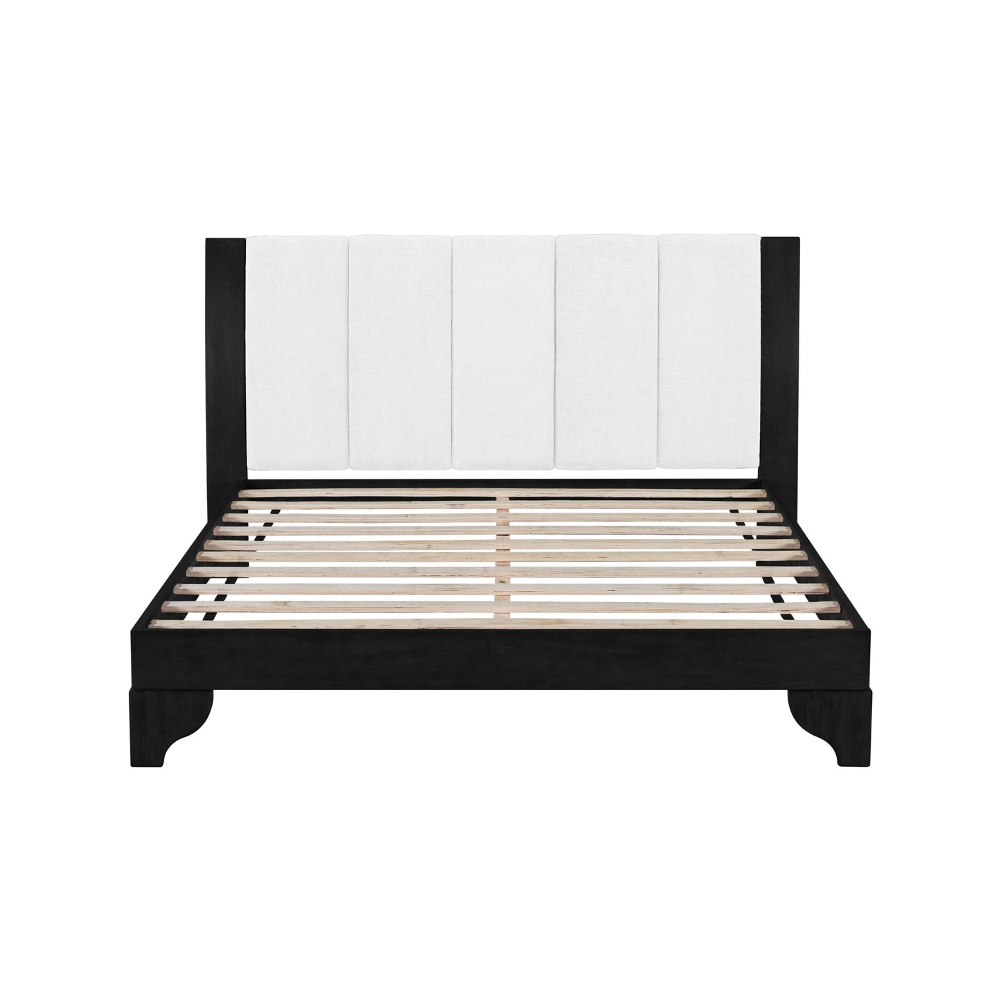 Solid Black and White Pine Queen Bed Frame