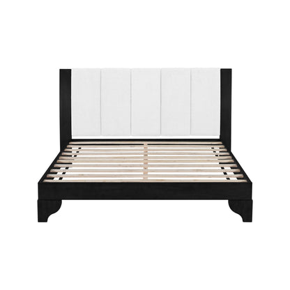 Solid Black and White Pine Queen Bed Frame
