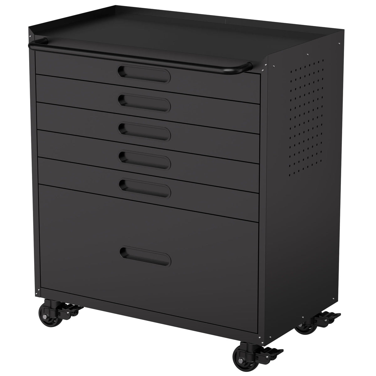HouseOfZazla rolling tool cabinet, heavy-duty black metal storage with lockable doors and casters on Tampa Home & Garden Store