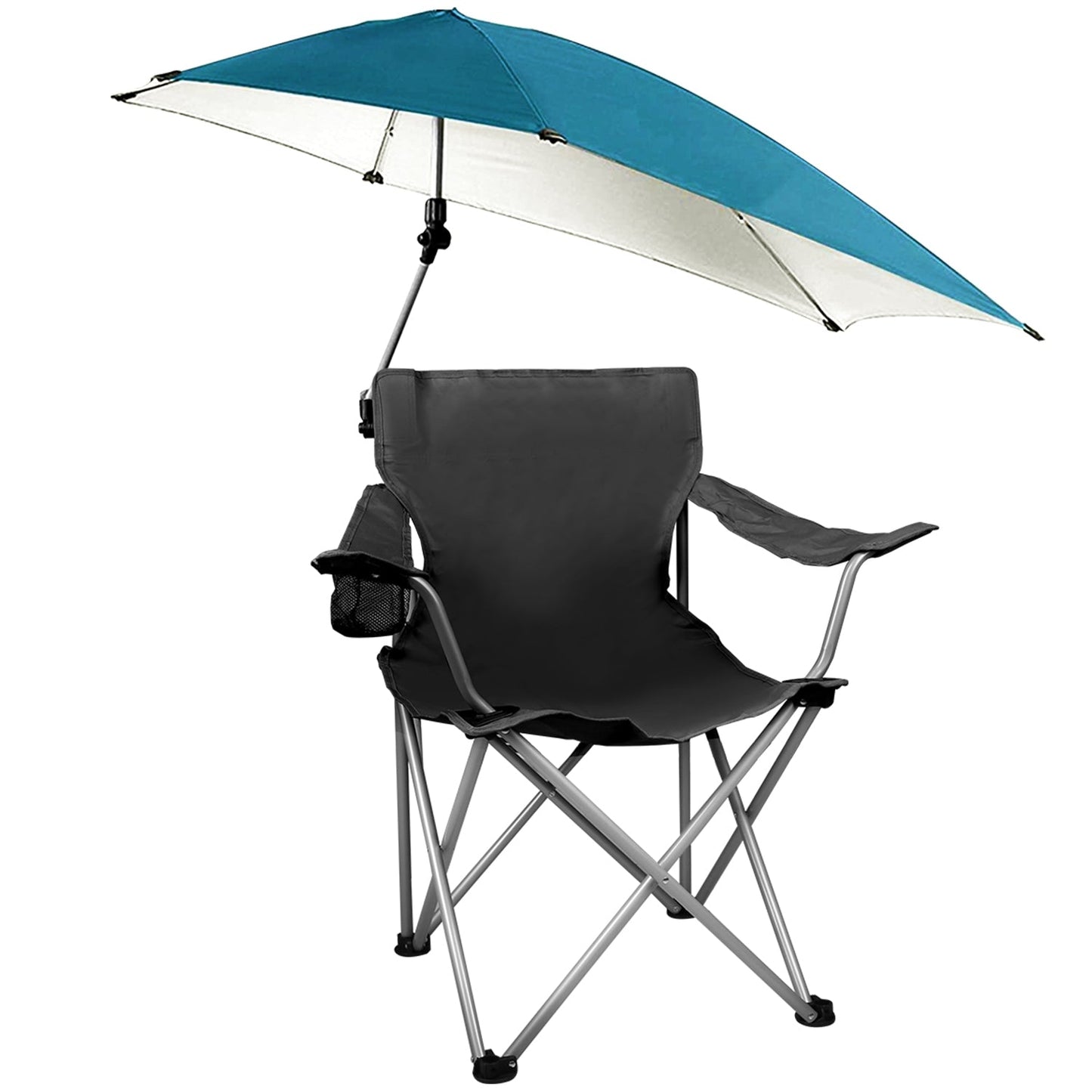 GemGear foldable beach chair with detachable umbrella armrest, teal canopy, cup holder on Tampa Home & Garden Store