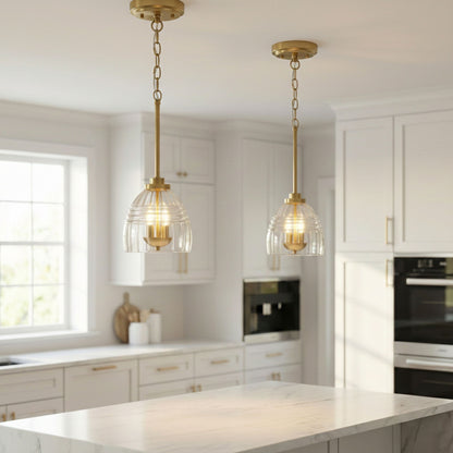 Ember 3 Candle Lights Chain Pendant clear glass shades with gold hardware by HouseOfZazla on Tampa Home & Garden Store