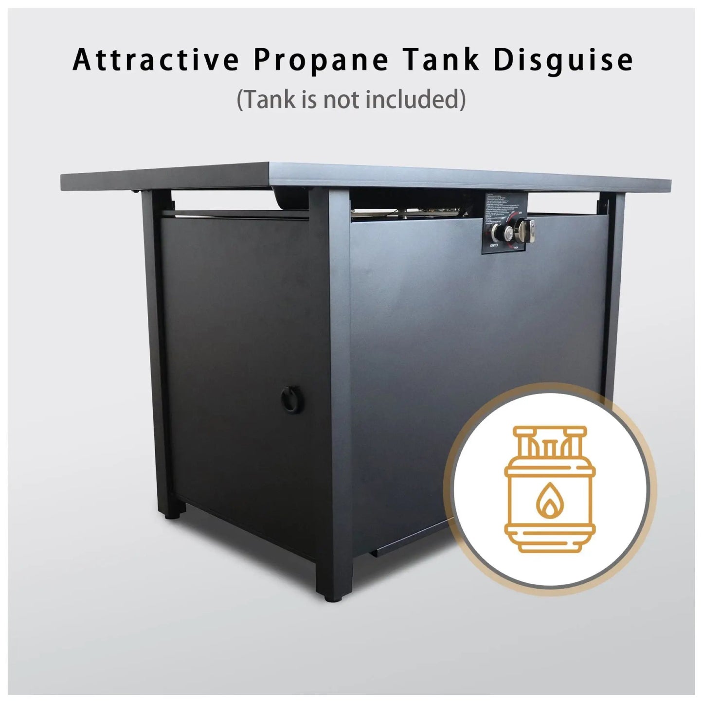Outdoor Fire Pit Table with Lid Black Steel for Patio