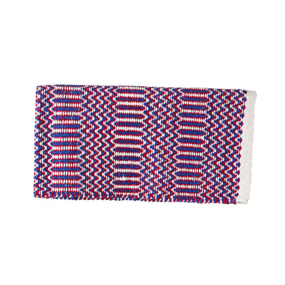 Manta de silla de montar de mezcla acrílica Mayatex de 32 x 64 cm, de tejido doble, en rojo, blanco y azul