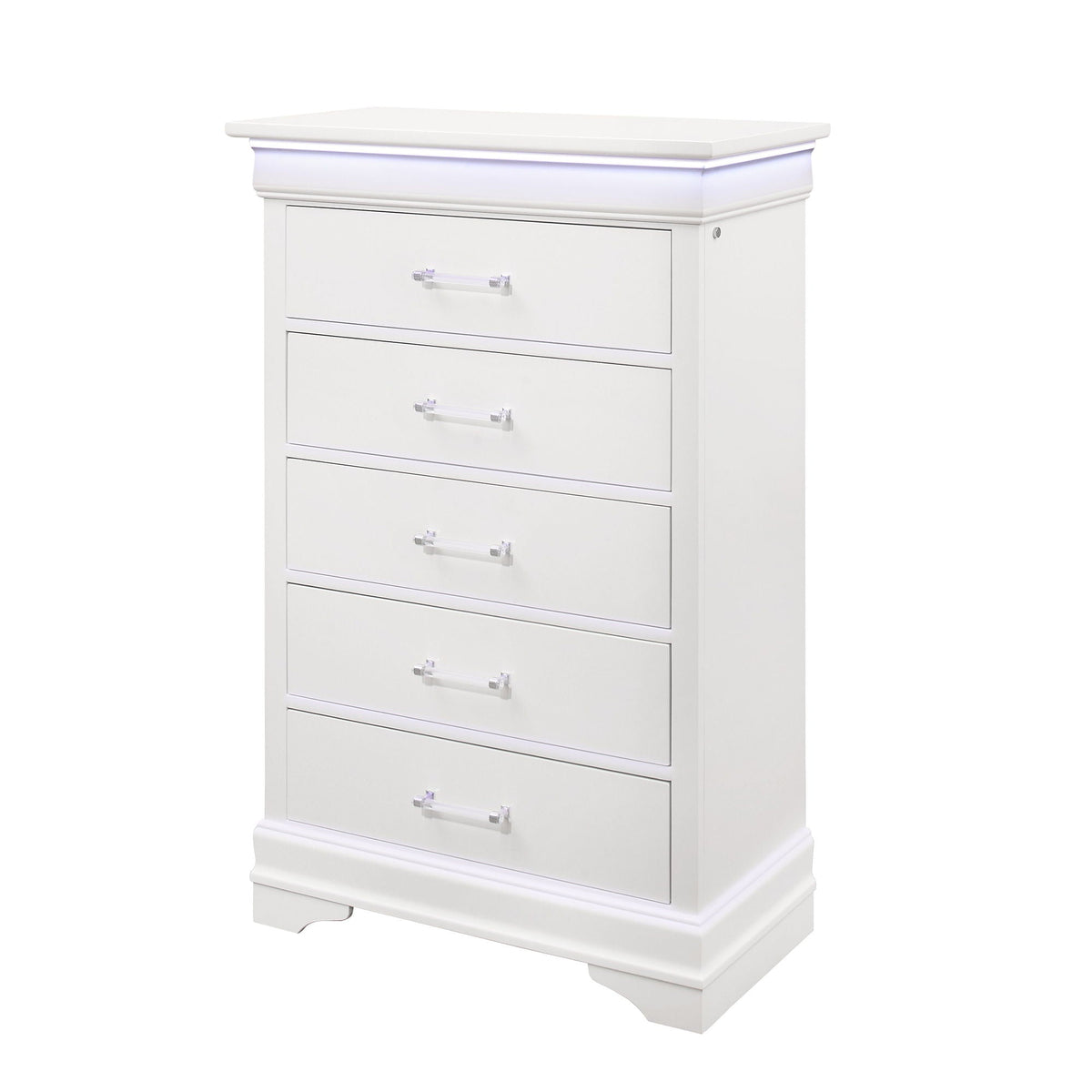 Charlston Accent Chest with LED Lighting white finish HouseOfZazla LED-lit accent table on Tampa Home & Garden Store