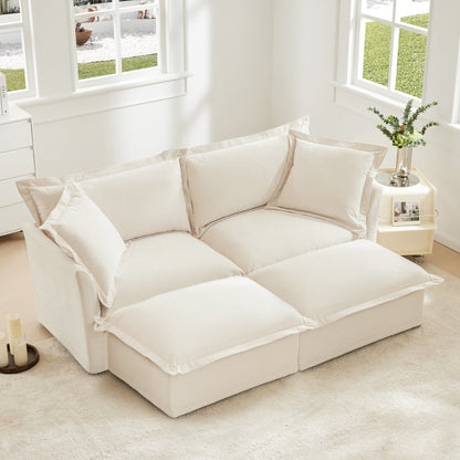 Modern Slipcovered Sofa with Corduroy Fabric