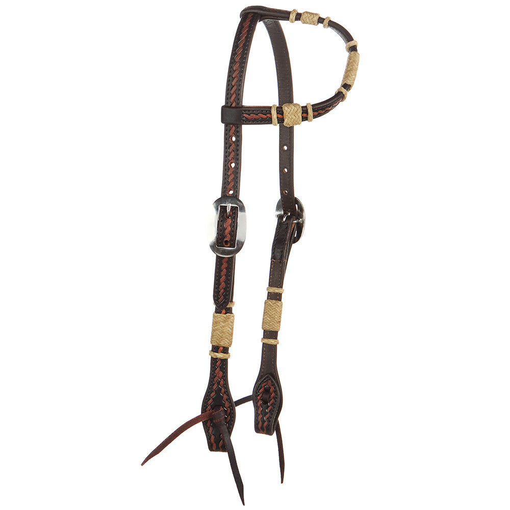 Mayatex headstall, natural rawhide rope tooled, single ear, tack & supplies on Tampa Home & Garden Store