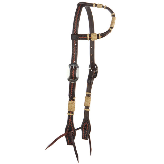 Mayatex headstall, natural rawhide rope tooled, single ear, tack & supplies on Tampa Home & Garden Store