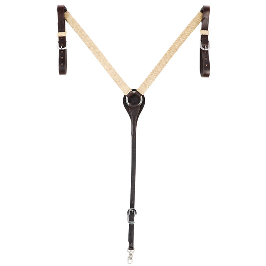WD-1NRBC braided natural rawhide 1in straight breast collar by Mayatex with brown leather ends on Tampa Home & Garden Store
