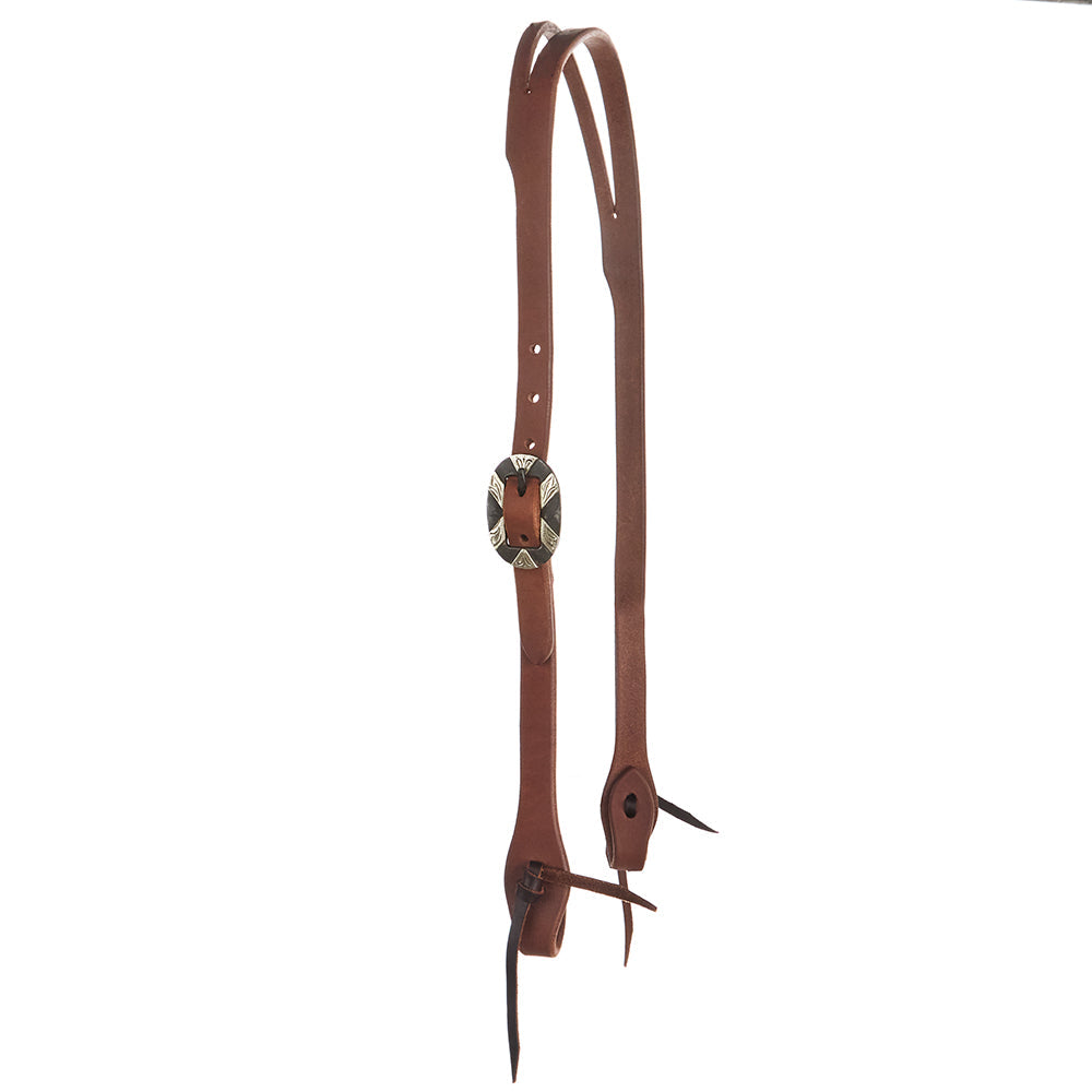 Mayatex WD-SLEHO-20 oil harness leather slit-ear headstall with oval silver bar buckle on Tampa Home & Garden Store