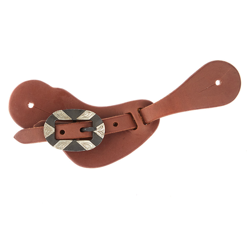Ladies youth heavy oiled leather cowboy spur straps with oval silver bar buckles Mayatex on Tampa Home & Garden Store