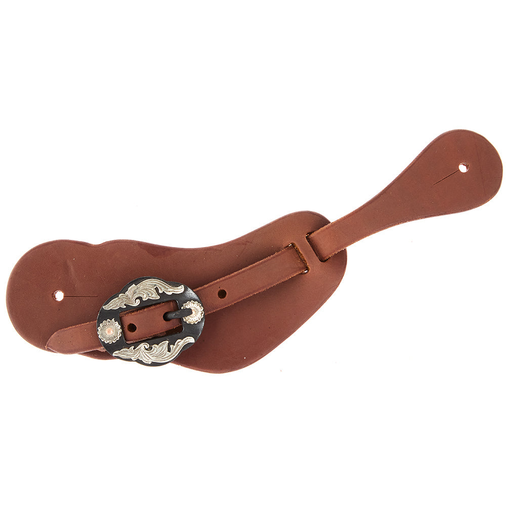 Mayatex WD-CSSO-18 heavy oiled brown leather spur straps with double flower buckles on Tampa Home & Garden Store