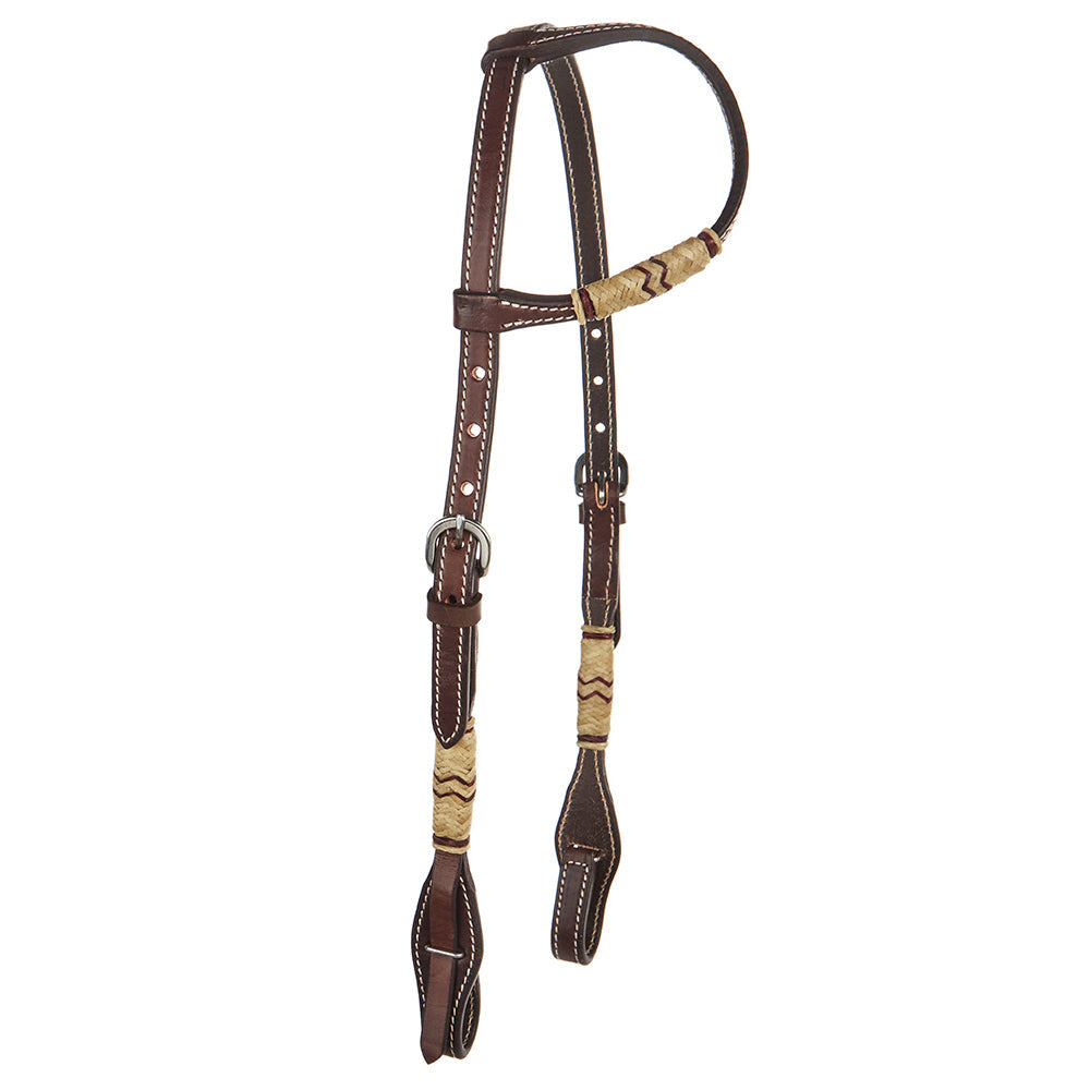 Mayatex WD-SEH1 Chocolate natural rawhide quick-change single ear headstall on Tampa Home & Garden Store