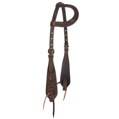 Mayatex WD-SEH3 chocolate floral single-ear headstall; tooled leather with silver hardware on Tampa Home & Garden Store