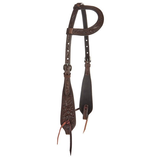 Mayatex WD-SEH3 chocolate floral single-ear headstall; tooled leather with silver hardware on Tampa Home & Garden Store