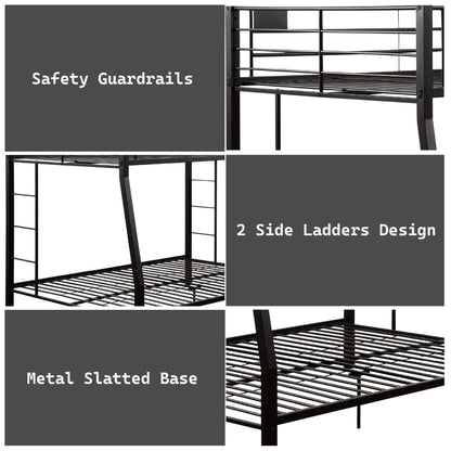 Limba Double Bunk Bed metal frame with safety guardrails and dual side ladders by HouseOfZazla on Tampa Home & Garden Store