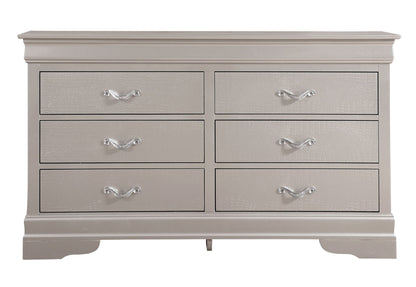 Lorana dresser by HouseOfZazla in taupe embossed crocodile texture with silver handles on Tampa Home & Garden Store
