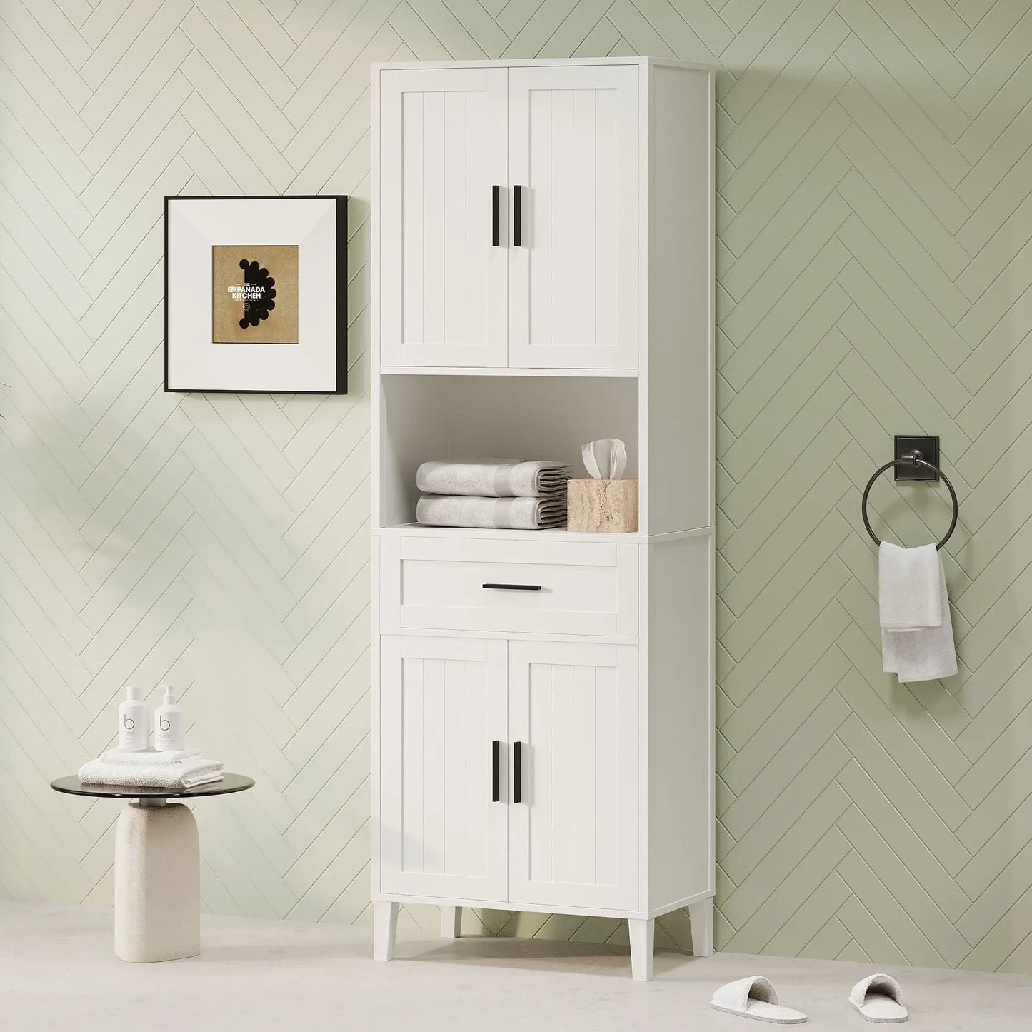 Tall Bathroom Cabinet with Soft Close Doors