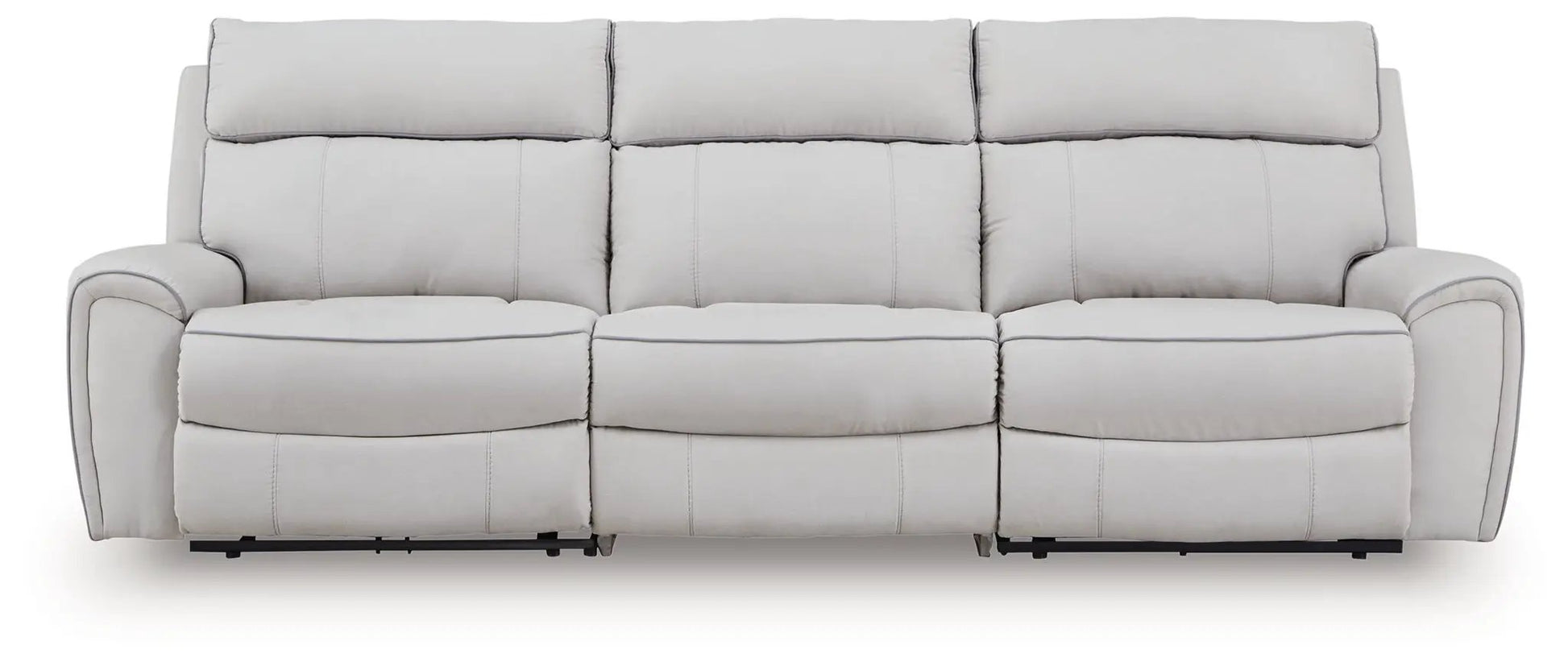 Social Pointe reclining sectional by Unique Piece Furniture in light gray fabric upholstery on Tampa Home & Garden Store