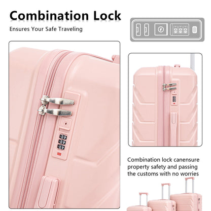 3-piece pink spinner luggage set with combination locks in 20, 24, 28 in sizes by HouseOfZazla on Tampa Home & Garden Store