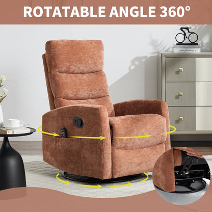 Heat Massage Manual Recliner Chair rust textured fabric with swivel base and side remote on Tampa Home & Garden Store