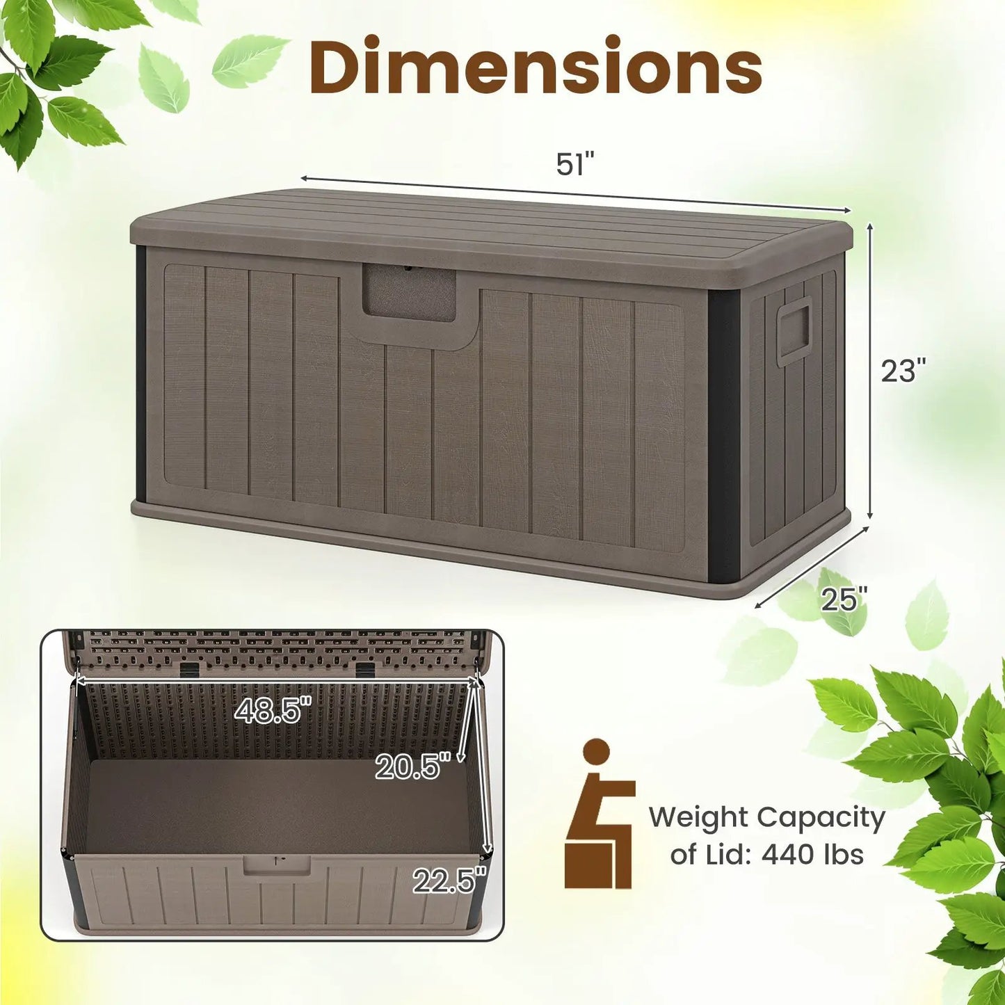100 Gallon Large Deck Box With Lockable Lid