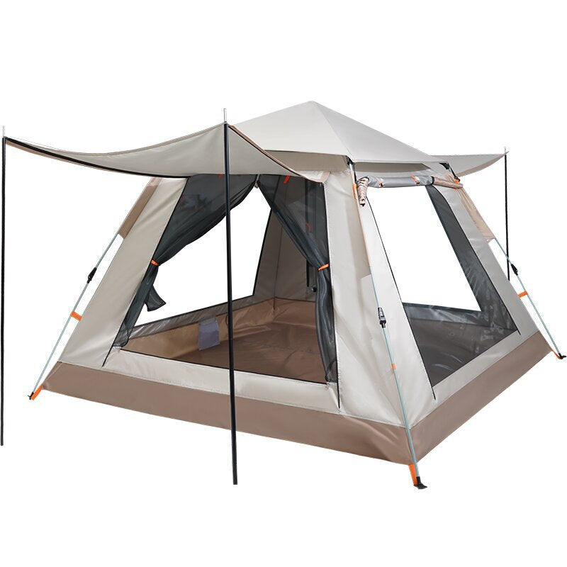Fully automatic beach tent beige/gray with mesh windows and canopy for multiple people on Tampa Home & Garden Store