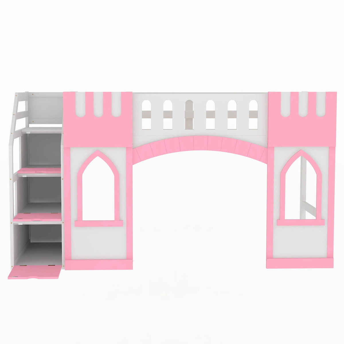 Loft Bed With Storage Staircase And Windows in pink and white by HouseOfZazla on Tampa Home & Garden Store