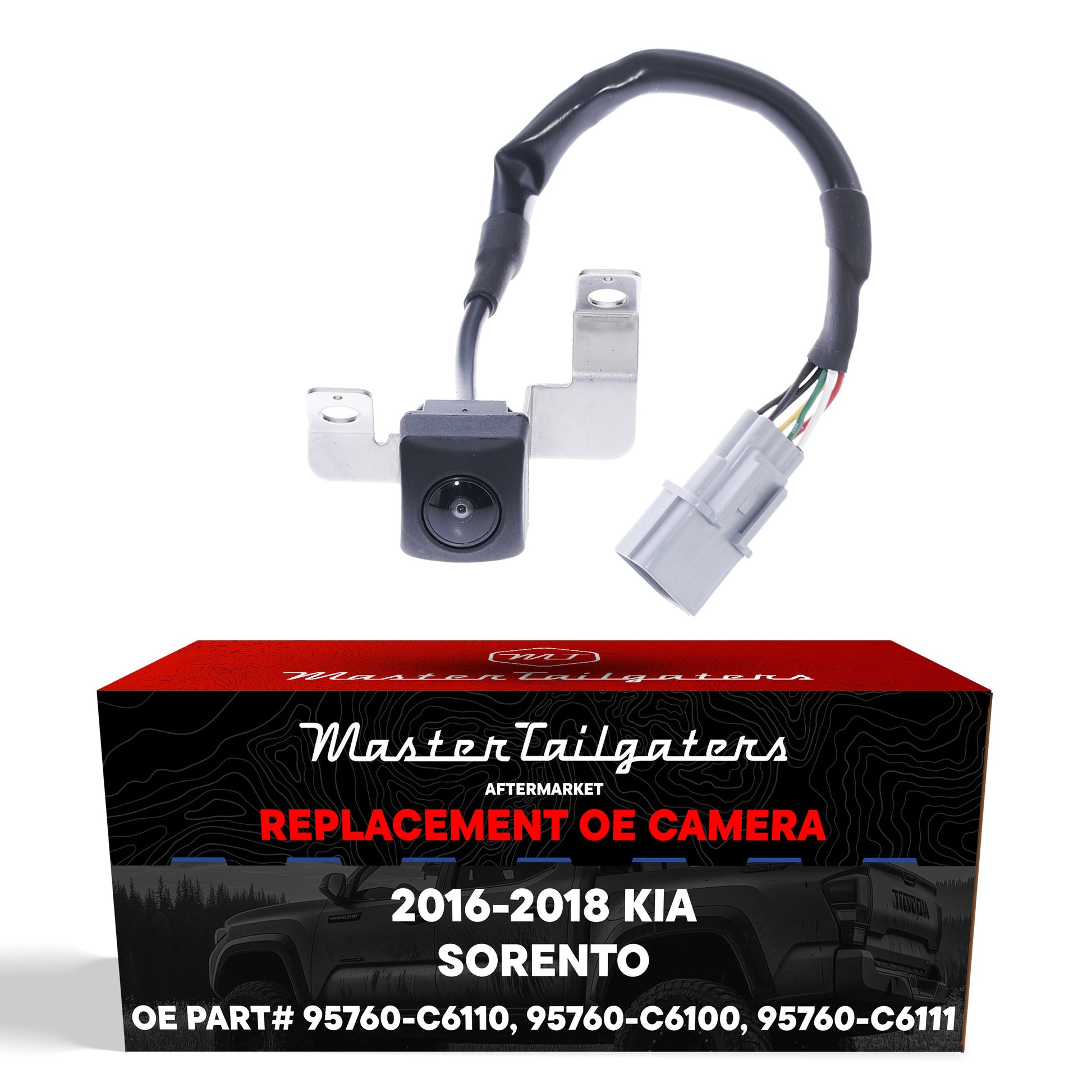 Backup camera for Kia Sorento 2016-2018, Master Tailgaters, black lens, wiring harness on Tampa Home & Garden Store