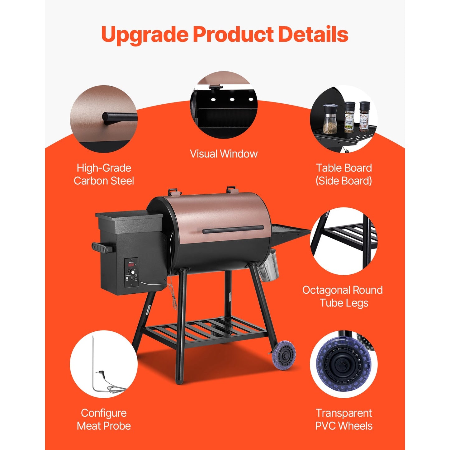 Wood Pellet Grill Smoker for Outdoor BBQs