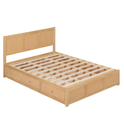 Platform bed with under-bed storage and 2 drawers, natural wood, slatted base HouseOfZazla on Tampa Home & Garden Store