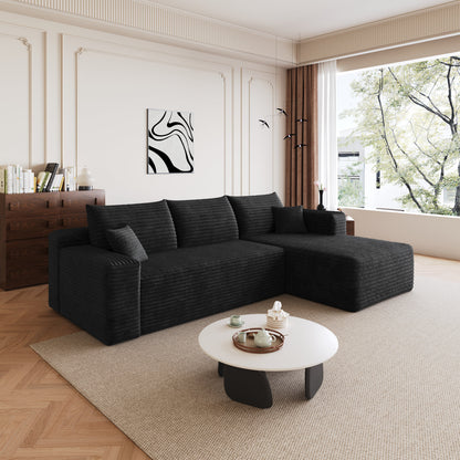 95in Cloud Sectional Sofa by HouseOfZazla in black textured upholstery on Tampa Home & Garden Store