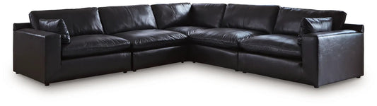 Emilia Sectional leather sofa, black, stationary corner unit on Tampa Home & Garden Store
