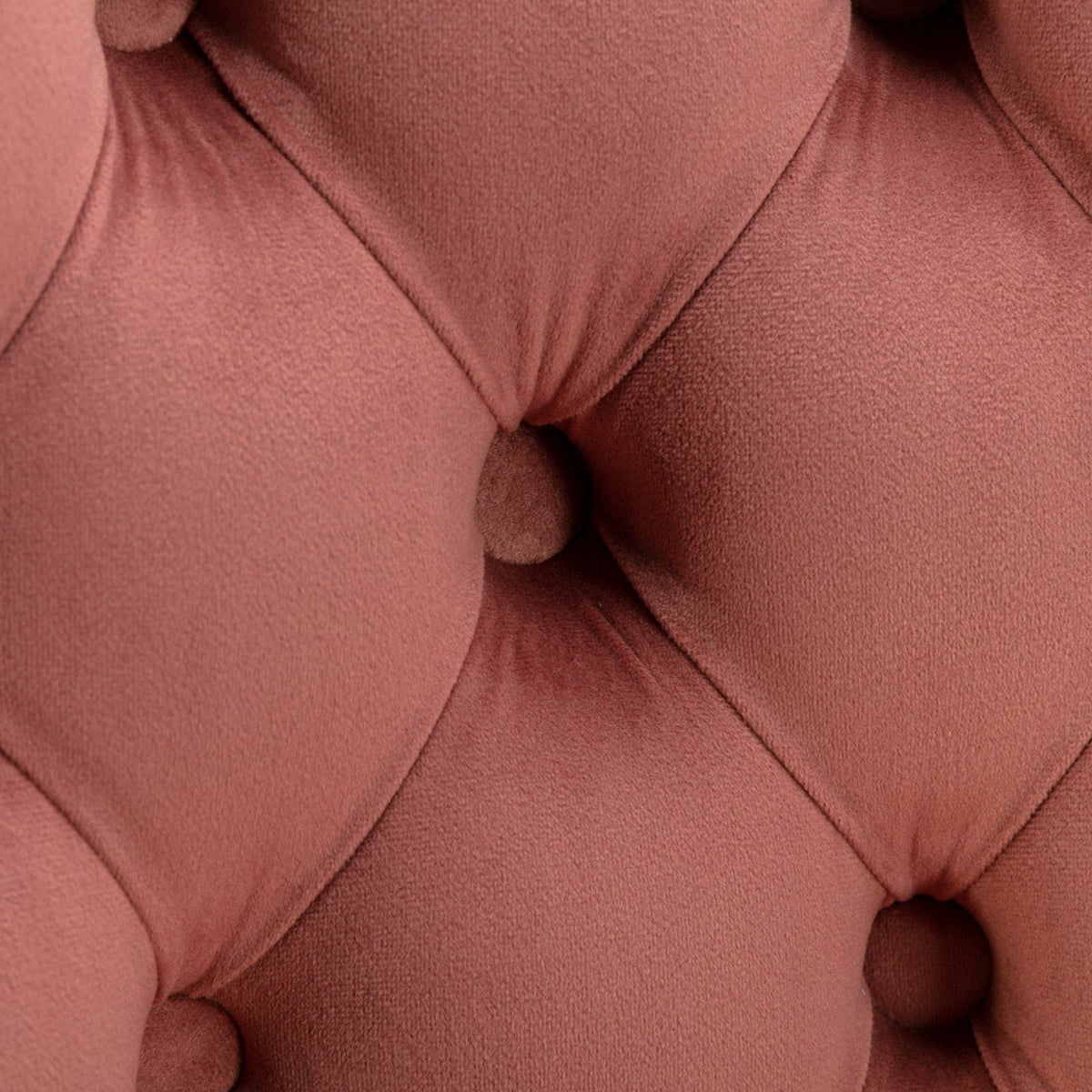 Swivel adjustable-height barstool upholstery close-up in pink velvet with tufted cushions on Tampa Home & Garden Store