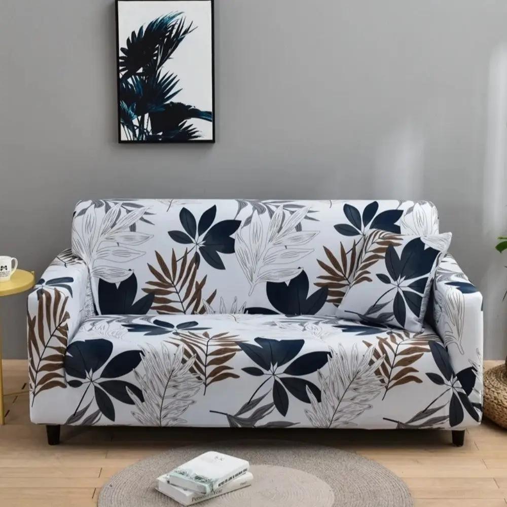 Sofa cover set botanical leaf print for leather sofa FLIPSTYLEZLLC slipcover with two cushions on Tampa Home & Garden Store