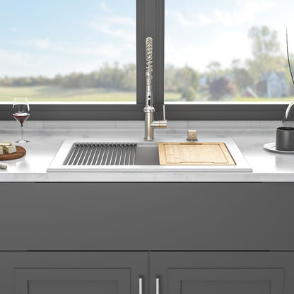 Drop In White Quartz Sink and Composite Basin
