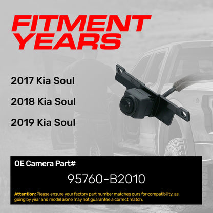 Kia Soul OEM backup camera by Master Tailgaters, black housing with OE part 95760-B2010 on Tampa Home & Garden Store