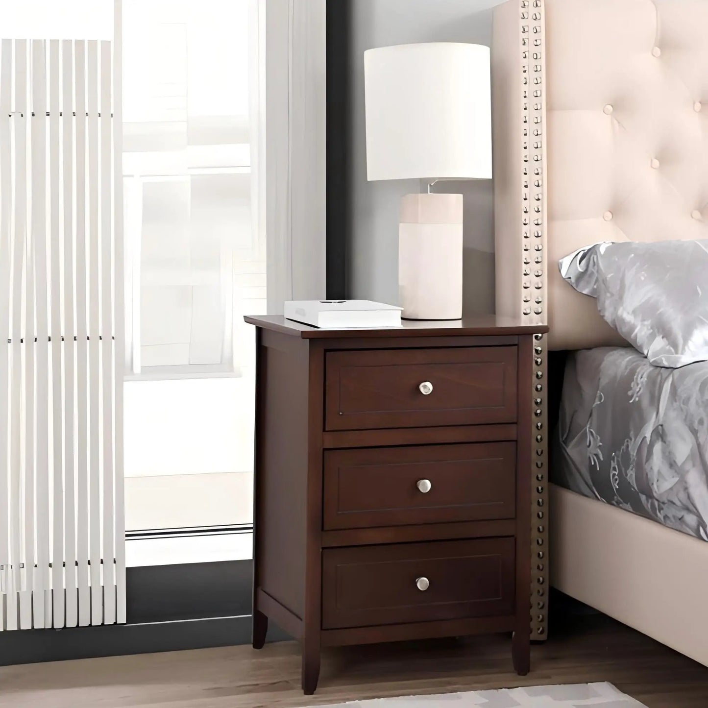 Daniel Nightstand With 3 Drawers In Wood Veneer