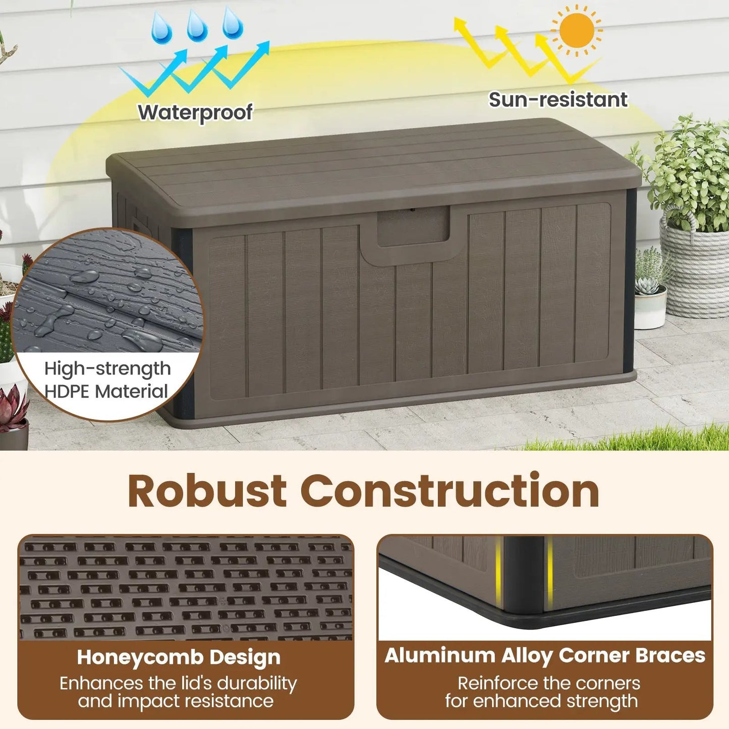 100 Gallon Large Deck Box With Lockable Lid