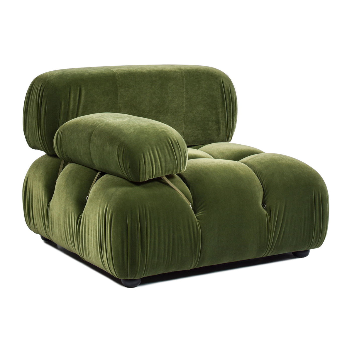 Bubble Modular Modern Lounge Arm Chair in olive green velvet with eucalyptus frame on Tampa Home & Garden Store