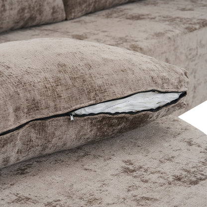 Modular Cloud Sectional Sofa beige textured upholstery with zippered cushion edge HouseOfZazla on Tampa Home & Garden Store