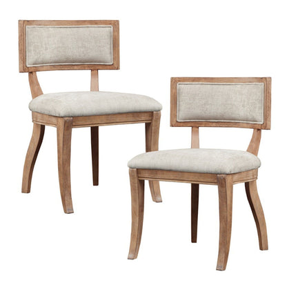 Beige curved-back dining chairs, wood frame, cushioned seats set of 2 by HouseOfZazla on Tampa Home & Garden Store